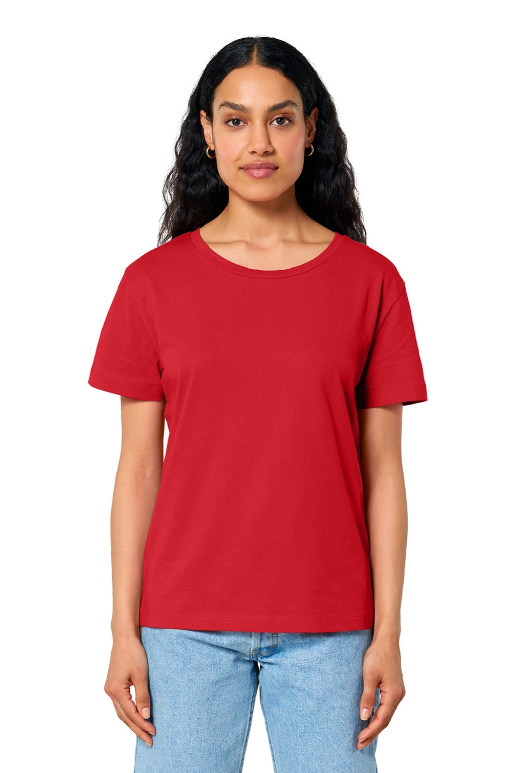 Stanley Stella SXW008 Womens Serena Short Sleeve Scoop Neck T-Shirt Red Model Front