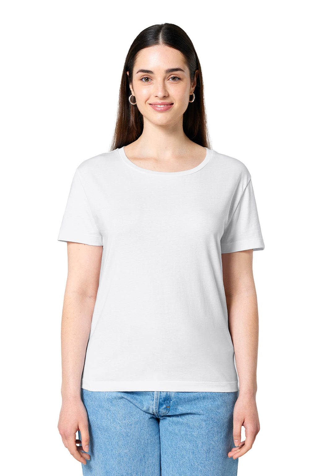 Stanley Stella SXW008 Womens Serena Short Sleeve Scoop Neck T-Shirt White Model Front