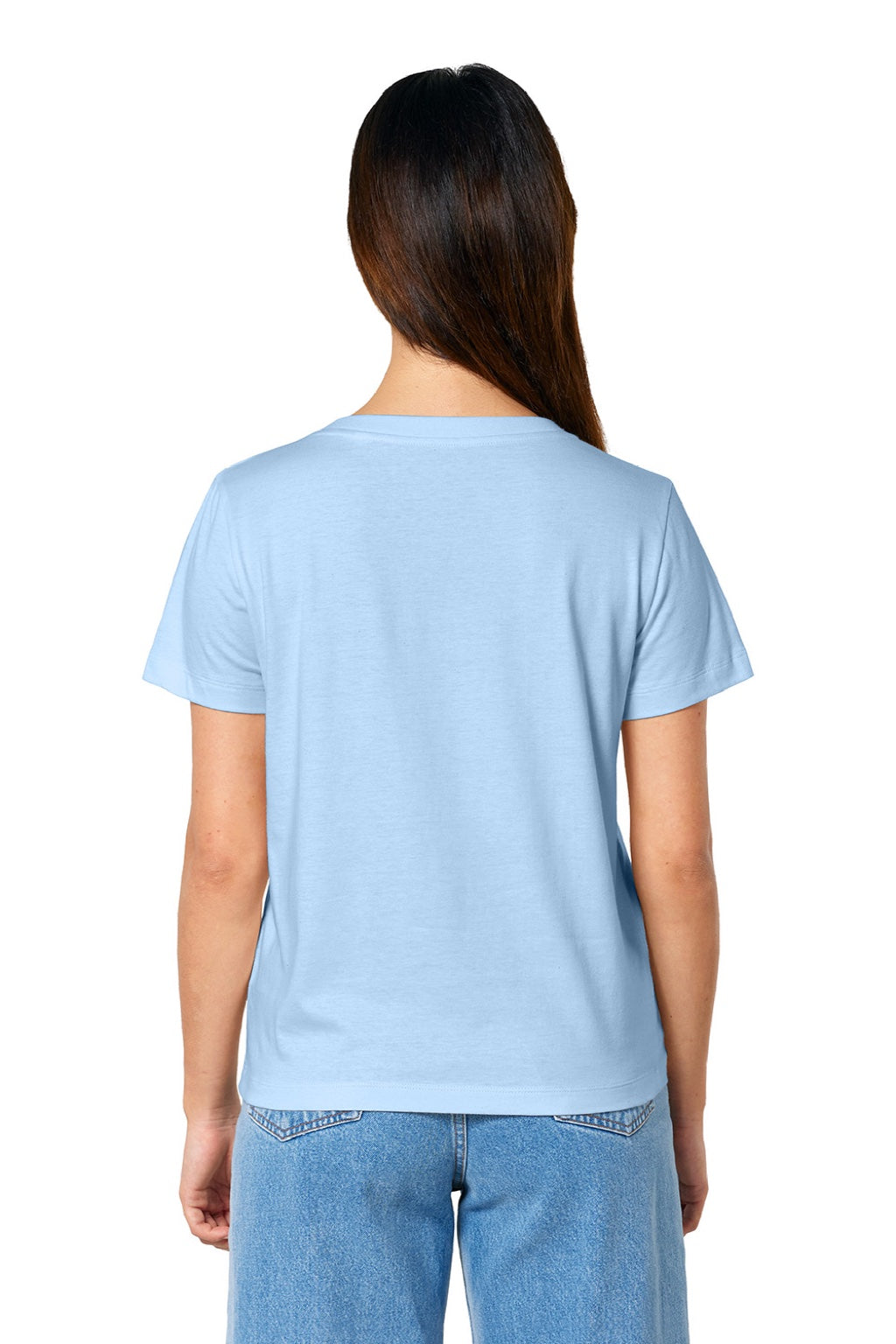 Stanley Stella SXW032 Womens Isla Short Sleeve V-Neck T-Shirt Soul Blue Model Back