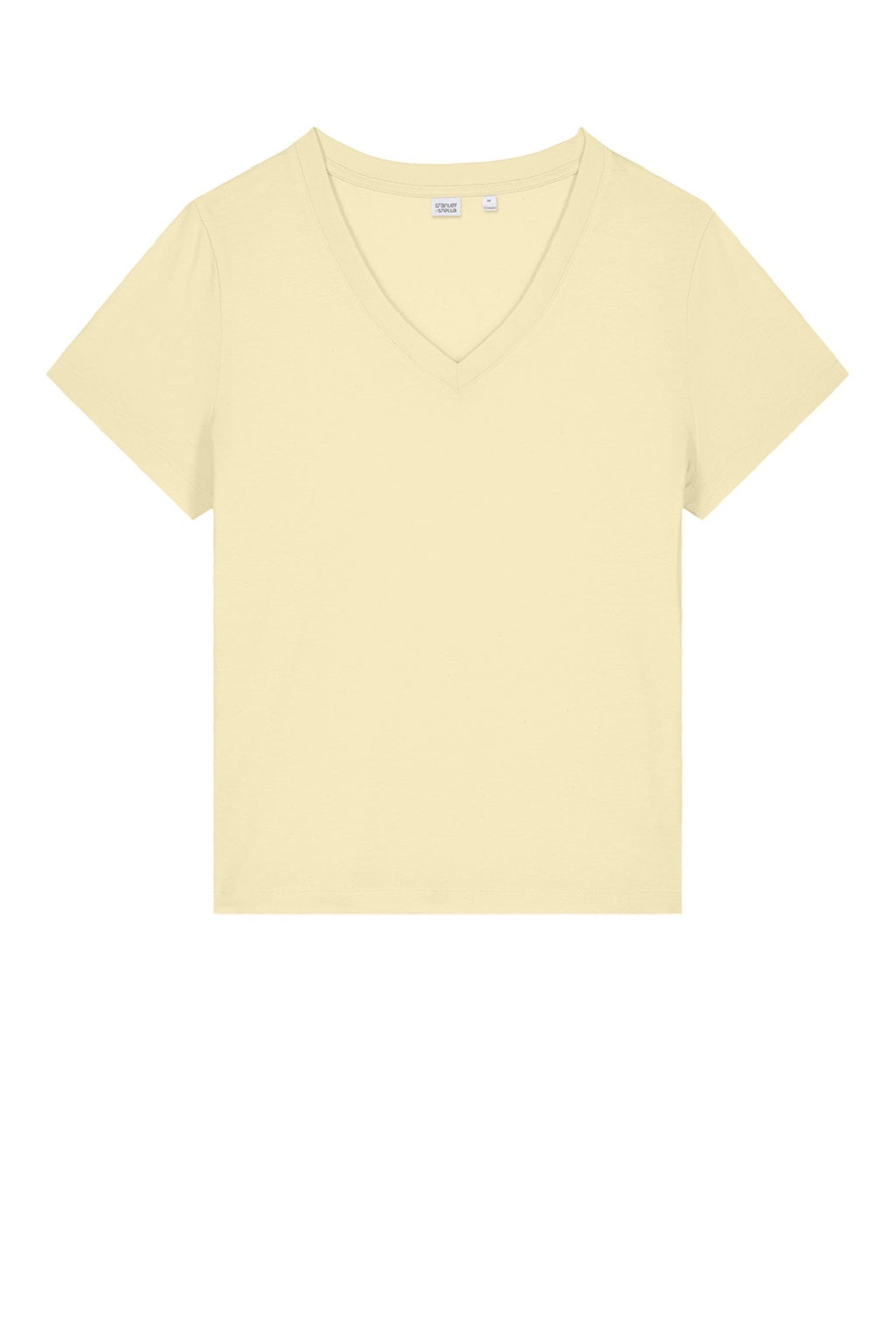Stanley Stella SXW032 Womens Isla Short Sleeve V-Neck T-Shirt Butter Yellow Flat Front