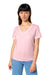 Stanley Stella SXW032 Womens Isla Short Sleeve V-Neck T-Shirt Cotton Pink Model Front
