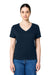 Stanley Stella SXW032 Womens Isla Short Sleeve V-Neck T-Shirt French Navy Blue Model Front