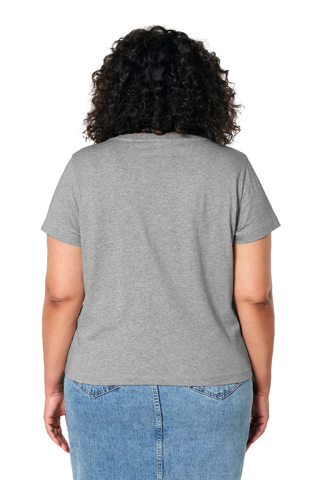 Stanley Stella SXW032 Womens Isla Short Sleeve V-Neck T-Shirt Heather Grey Model Back