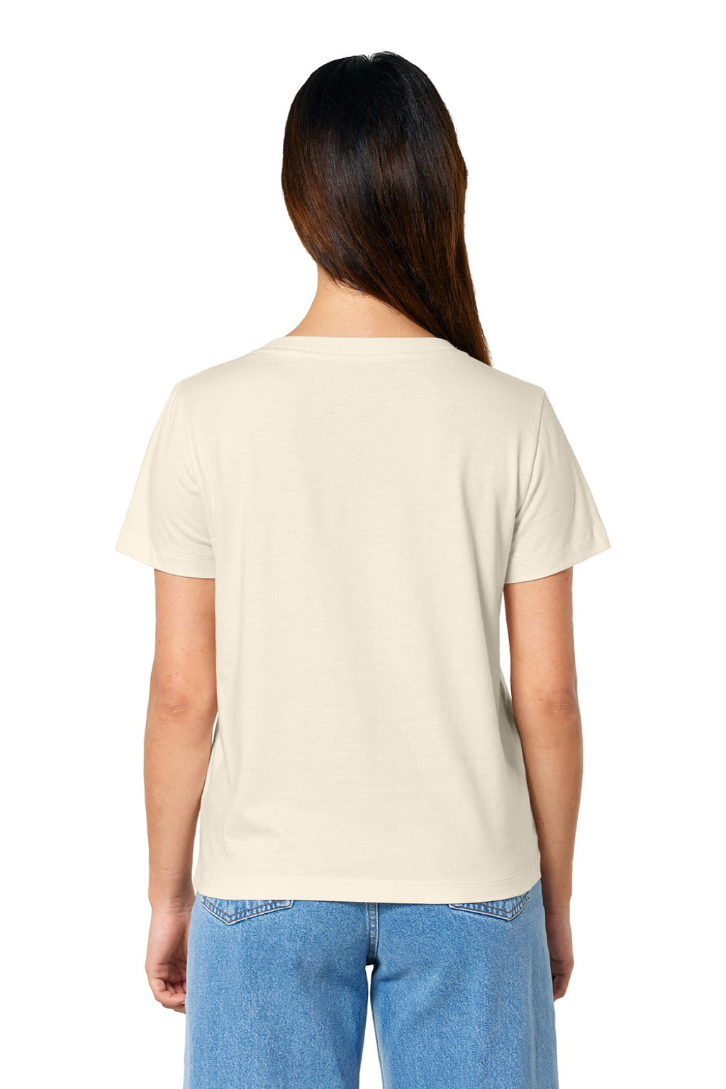 Stanley Stella SXW032 Womens Isla Short Sleeve V-Neck T-Shirt Natural Raw Model Back