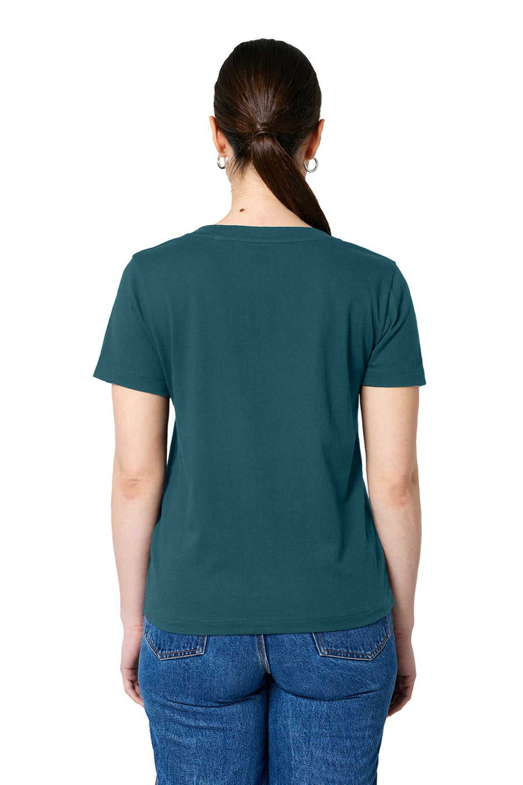 Stanley Stella SXW032 Womens Isla Short Sleeve V-Neck T-Shirt Stargazer Blue Model Back