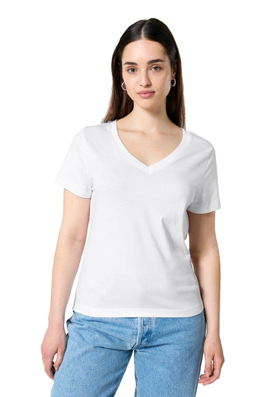 Stanley Stella SXW032 Womens Isla Short Sleeve V-Neck T-Shirt White Model Front