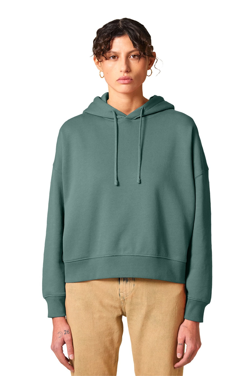 Stanley Stella SXW035 Womens Nora Hooded Sweatshirt Hoodie Green Bay Model Front