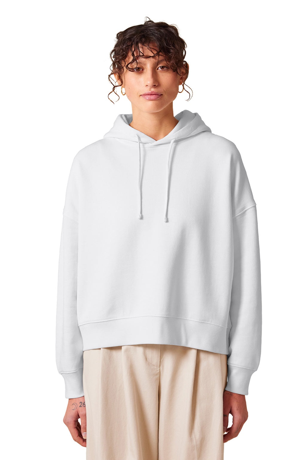 Stanley Stella SXW035 Womens Nora Hooded Sweatshirt Hoodie White Model Front