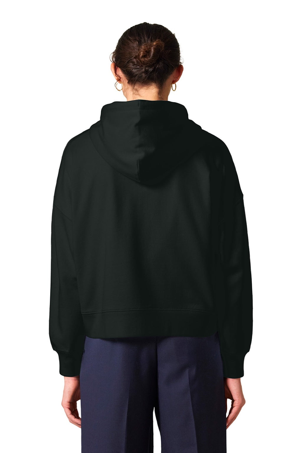 Stanley Stella SXW037 Womens Ida Full Zip Hooded Sweatshirt Hoodie w/ Pockets Black Model Back