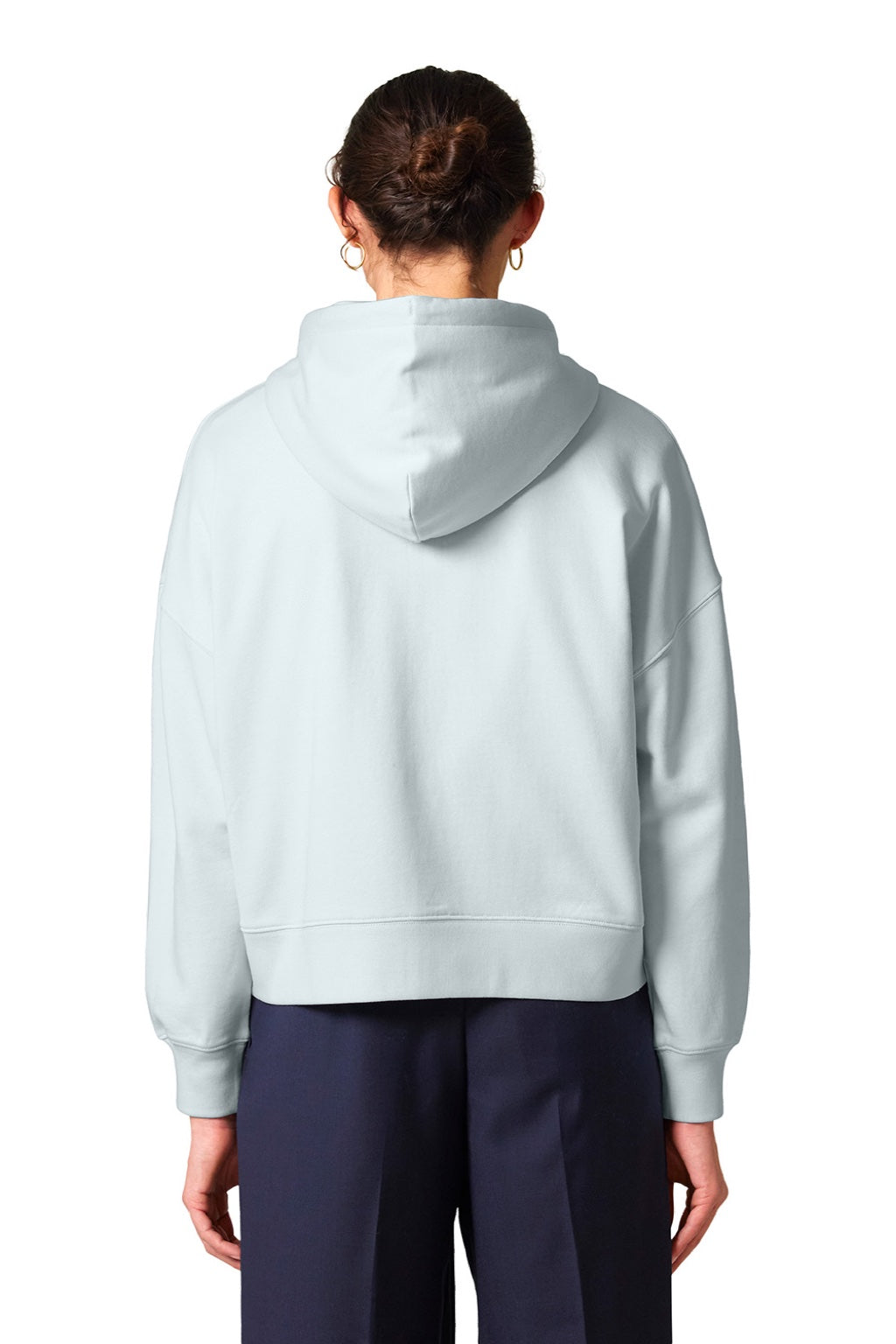Stanley Stella SXW037 Womens Ida Full Zip Hooded Sweatshirt Hoodie w/ Pockets Ice Blue Model Back