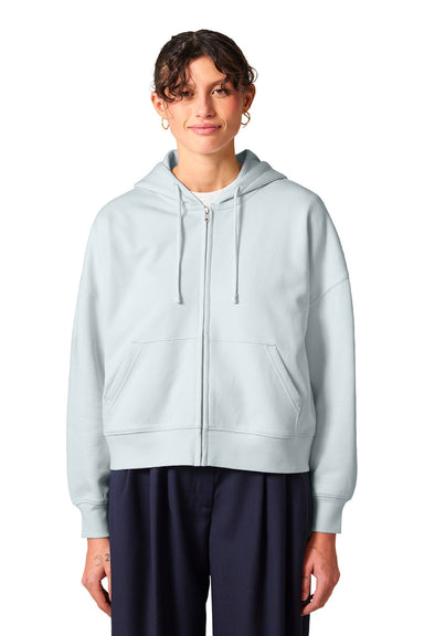 Stanley Stella SXW037 Womens Ida Full Zip Hooded Sweatshirt Hoodie w/ Pockets Ice Blue Model Front