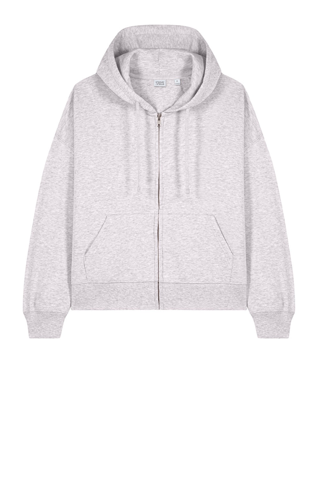 Stanley Stella SXW037 Womens Ida Full Zip Hooded Sweatshirt Hoodie w/ Pockets Heather Cool Grey Flat Front