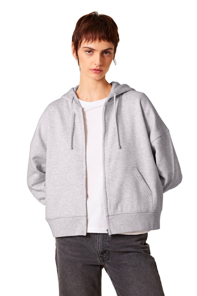 Stanley Stella SXW037 Womens Ida Full Zip Hooded Sweatshirt Hoodie w/ Pockets Heather Cool Grey Model Front