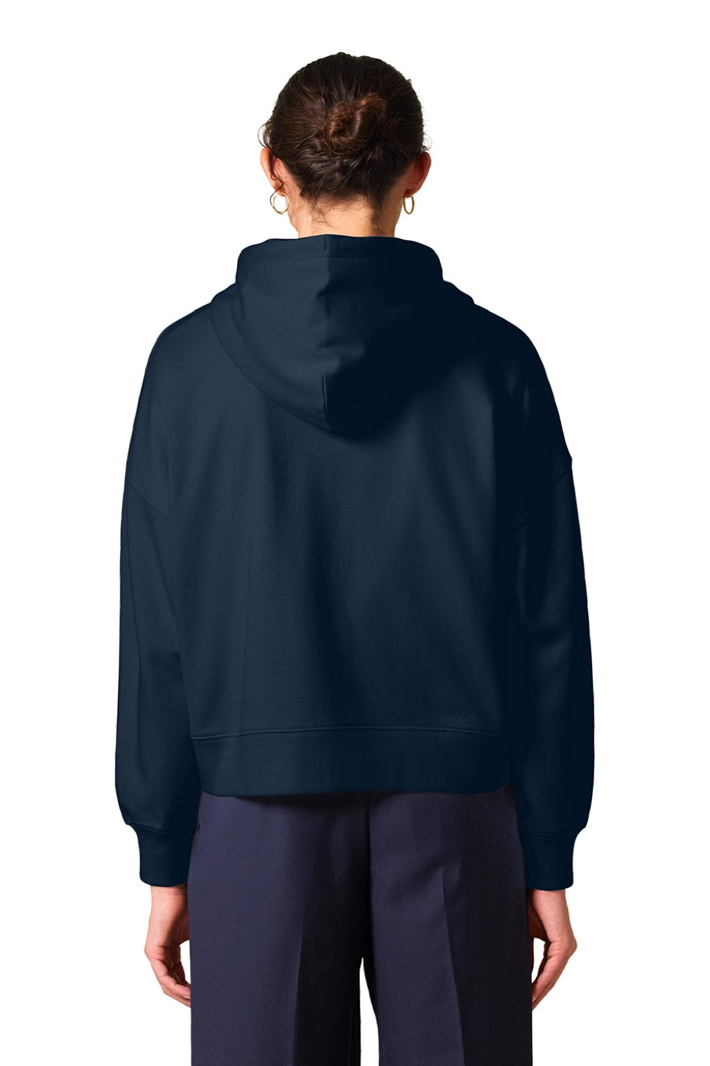 Stanley Stella SXW037 Womens Ida Full Zip Hooded Sweatshirt Hoodie w/ Pockets French Navy Blue Model Back