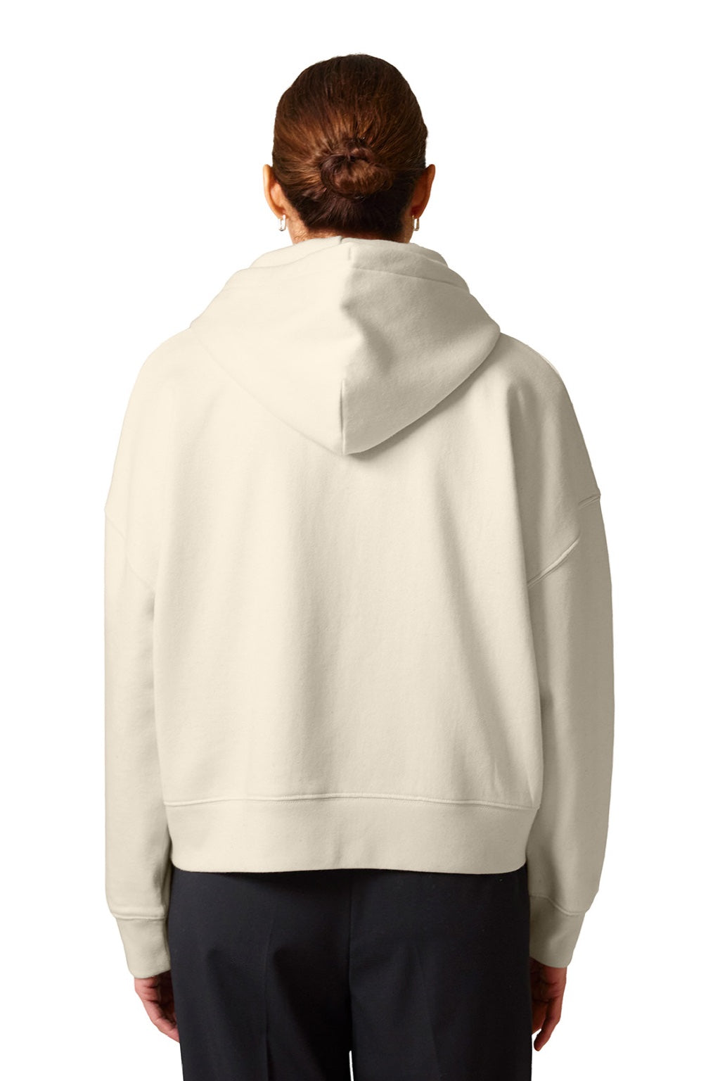 Stanley Stella SXW037 Womens Ida Full Zip Hooded Sweatshirt Hoodie w/ Pockets Natural Raw Model Back