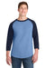 Sport-Tek T200 Mens 3/4 Sleeve Crewneck T-Shirt Carolina Blue/Navy Blue Model Front