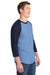 Sport-Tek T200 Mens 3/4 Sleeve Crewneck T-Shirt Carolina Blue/Navy Blue Model Side