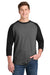 Sport-Tek T200 Mens 3/4 Sleeve Crewneck T-Shirt Heather Dark Grey/Black Model Front