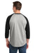 Sport-Tek T200 Mens 3/4 Sleeve Crewneck T-Shirt Heather Grey/Black Model Back