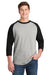 Sport-Tek T200 Mens 3/4 Sleeve Crewneck T-Shirt Heather Grey/Black Model Front