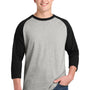 Sport-Tek Mens 3/4 Sleeve Crewneck T-Shirt - Heather Grey/Black