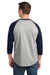 Sport-Tek T200 Mens 3/4 Sleeve Crewneck T-Shirt Heather Grey/Navy Blue Model Back
