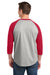 Sport-Tek T200 Mens 3/4 Sleeve Crewneck T-Shirt Heather Grey/Red Model Back