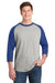 Sport-Tek T200 Mens 3/4 Sleeve Crewneck T-Shirt Heather Grey/Royal Blue Model Front