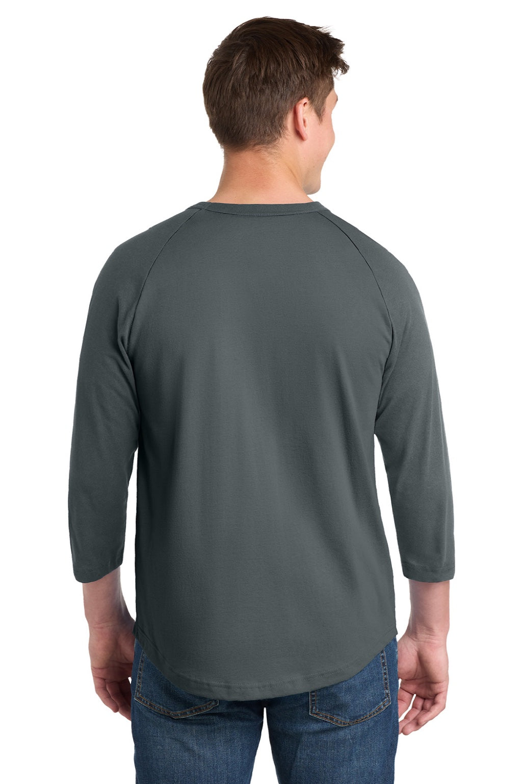 Sport-Tek T200 Mens 3/4 Sleeve Crewneck T-Shirt Iron Grey Model Back