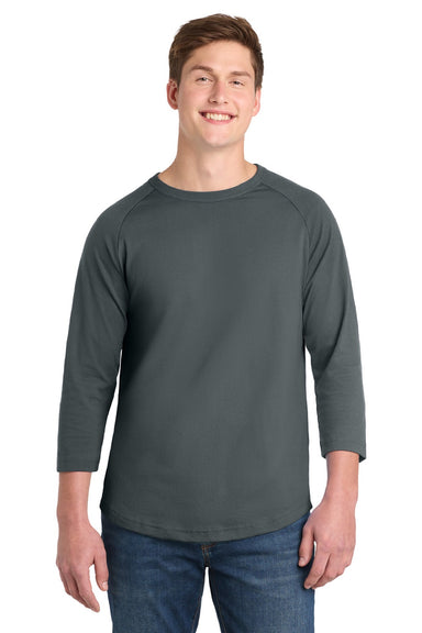 Sport-Tek T200 Mens 3/4 Sleeve Crewneck T-Shirt Iron Grey Model Front