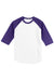 Sport-Tek T200 Mens 3/4 Sleeve Crewneck T-Shirt White/Purple Flat Front