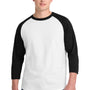 Sport-Tek Mens 3/4 Sleeve Crewneck T-Shirt - White/Black