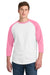 Sport-Tek T200 Mens 3/4 Sleeve Crewneck T-Shirt White/Bright Pink Model Front