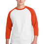 Sport-Tek Mens 3/4 Sleeve Crewneck T-Shirt - White/Deep Orange