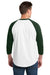 Sport-Tek T200 Mens 3/4 Sleeve Crewneck T-Shirt White/Forest Green Model Back