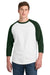 Sport-Tek T200 Mens 3/4 Sleeve Crewneck T-Shirt White/Forest Green Model Front