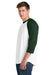 Sport-Tek T200 Mens 3/4 Sleeve Crewneck T-Shirt White/Forest Green Model Side