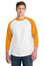 Sport-Tek T200 Mens 3/4 Sleeve Crewneck T-Shirt White/Gold Model Front