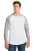 Sport-Tek T200 Mens 3/4 Sleeve Crewneck T-Shirt White/Heather Grey Model Front