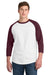 Sport-Tek T200 Mens 3/4 Sleeve Crewneck T-Shirt White/Maroon Model Front