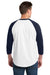 Sport-Tek T200 Mens 3/4 Sleeve Crewneck T-Shirt White/Navy Blue Model Back
