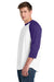 Sport-Tek T200 Mens 3/4 Sleeve Crewneck T-Shirt White/Purple Model Side