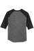 Sport-Tek T200 Mens 3/4 Sleeve Crewneck T-Shirt Heather Dark Grey/Black Flat Back