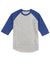 Sport-Tek T200 Mens 3/4 Sleeve Crewneck T-Shirt Heather Grey/Royal Blue Flat Front