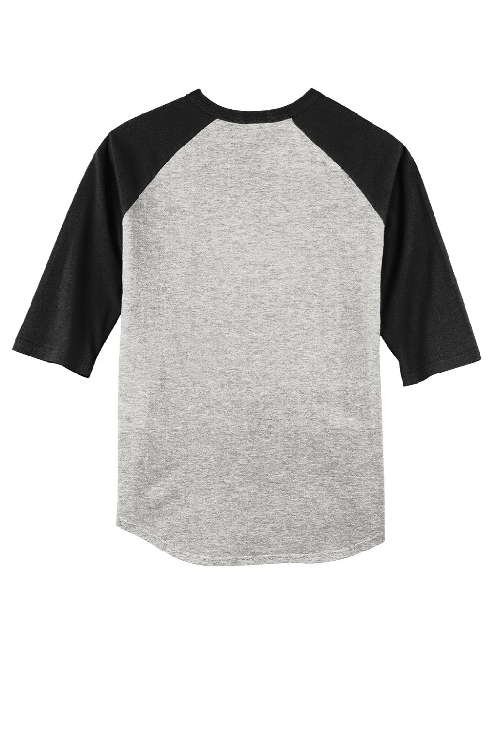 Sport-Tek T200 Mens 3/4 Sleeve Crewneck T-Shirt Heather Grey/Black Flat Back