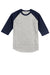 Sport-Tek T200 Mens 3/4 Sleeve Crewneck T-Shirt Heather Grey/Navy Blue Flat Front