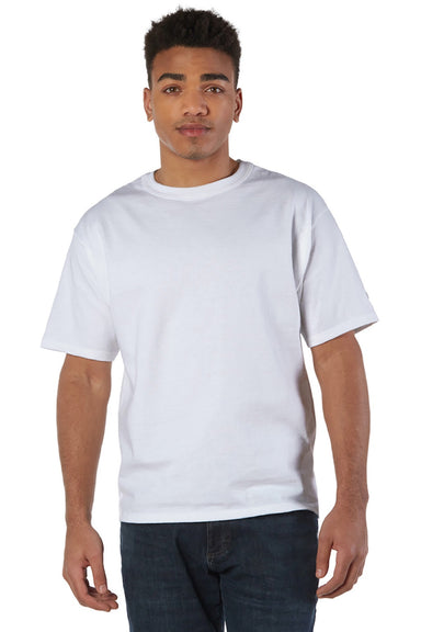 Champion T105 Mens Heritage Short Sleeve Crewneck T-Shirt White Model Front