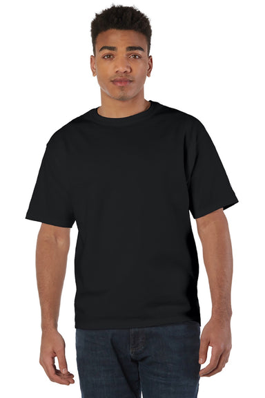 Champion T105 Mens Heritage Short Sleeve Crewneck T-Shirt Black Model Front
