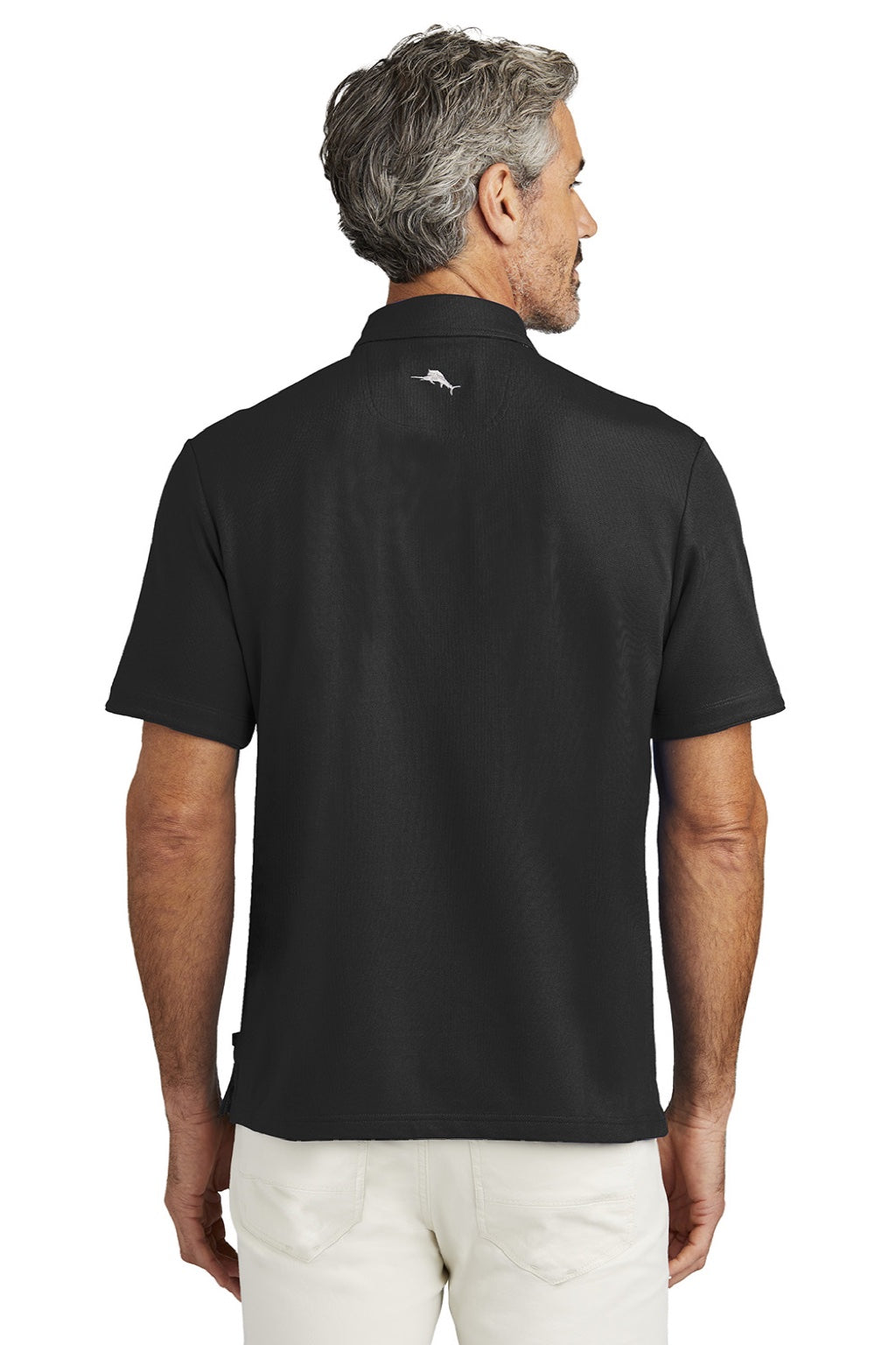 Tommy Bahama T223508TB Mens 5 O Clock Short Sleeve Polo Shirt Black Model Back