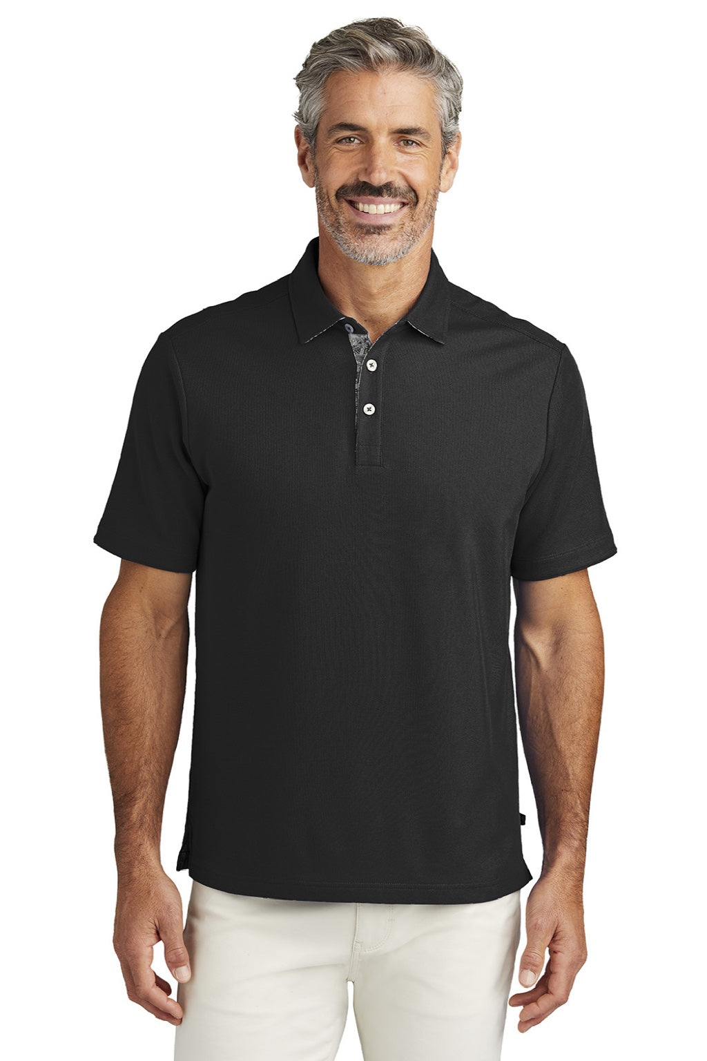 Tommy Bahama T223508TB Mens 5 O Clock Short Sleeve Polo Shirt Black Model Front